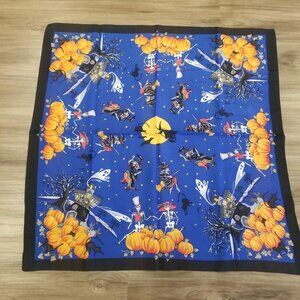 Vtg Halloween Bandana Scarf Ghosts Skeletons Witches Black Cats Pumpkins Korea